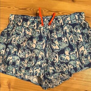 Lilly Pulitzer Blue and Orange Athletic Shorts with Elastic Waistband
